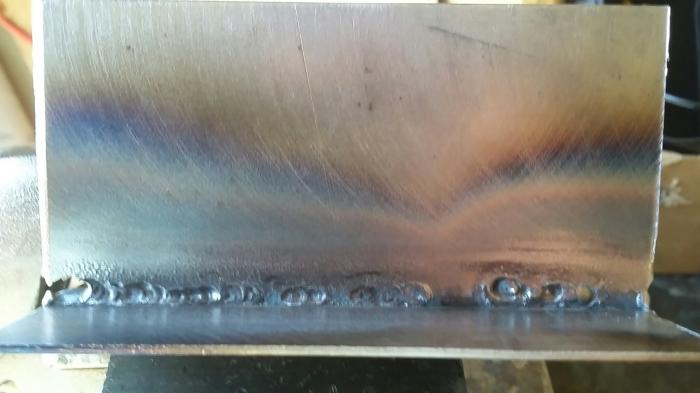 Back side of weld (pic has been reversed to coincide with the front view)
