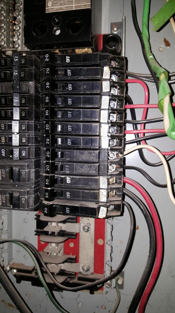 The 2 bottom 50amp breakers goto (OLD) Sub-Panel